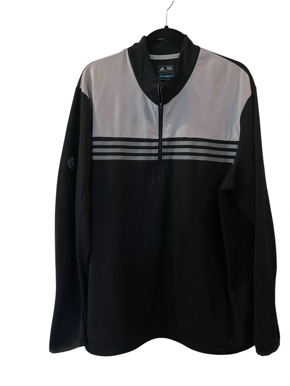 Adidas Golf Climacool Men’s Pullover Jacket Black Grey 1/4 Zip 3-Stripe Size: XL